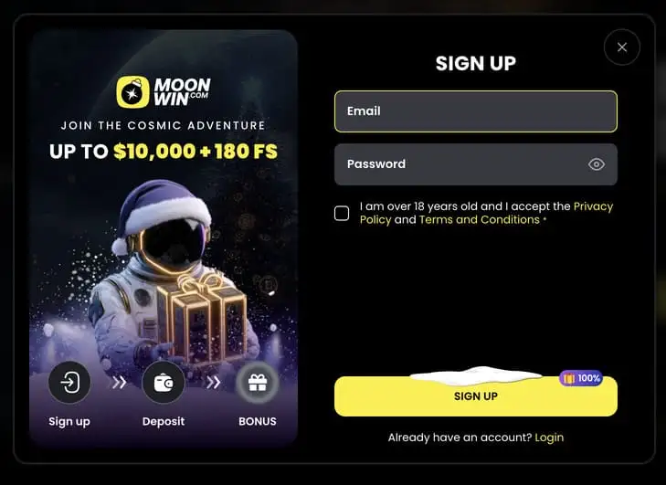 Moonwin Casino Login für den Zugang zu Online Spielen